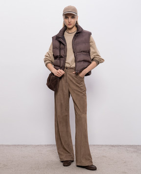 Brunello Cucinelli Бежевый свитер из кашемира с цепочкой мониль M12244410P