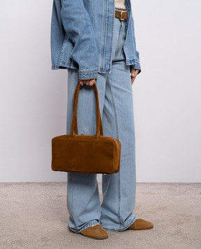 Christian Villa Коричнева замшева сумка-боулер 06405