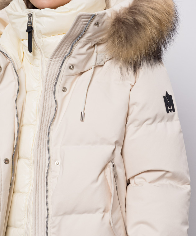 Mackage Бежевая пуховая куртка NEFI-F с мехом енота NEFIF изображение 5
