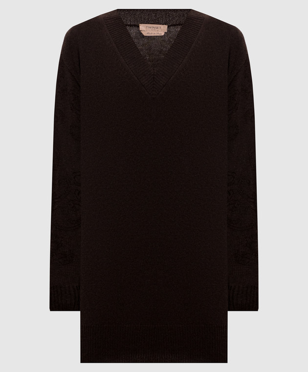 Twinset Коричнева сукня з вовною та кашеміром 262TP3551
