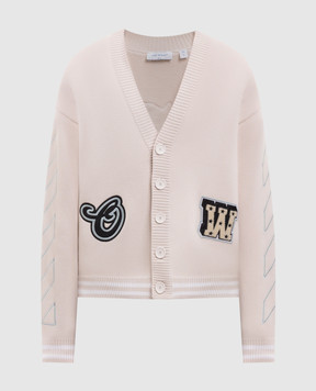 Off-White Бежевий кардиган з нашивками 44MHB019S26K001
