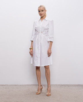 Twinset Біла сукня-сорочка з вишивкою бродері 261TT2034