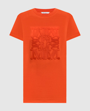 Max Mara Оранжевая футболка GIOVANE с вышивкой монограммы MXMGIOVANE