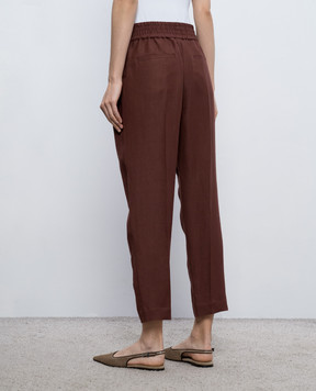 Brunello Cucinelli Коричневі штани з льоном MH126P7197