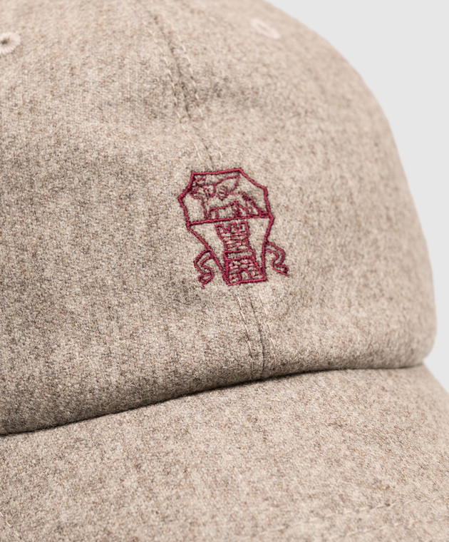 Brunello Cucinelli Дитяча сіра кепка з вовни з вишивкою емблеми B038PW322C зображення 3