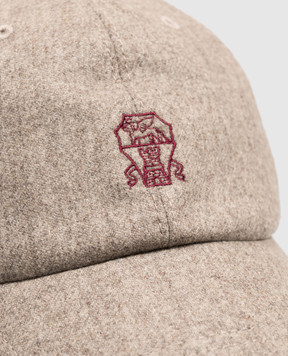Brunello Cucinelli Детская серая кепка из шерсти с вышивкой эмблемы B038PW322B