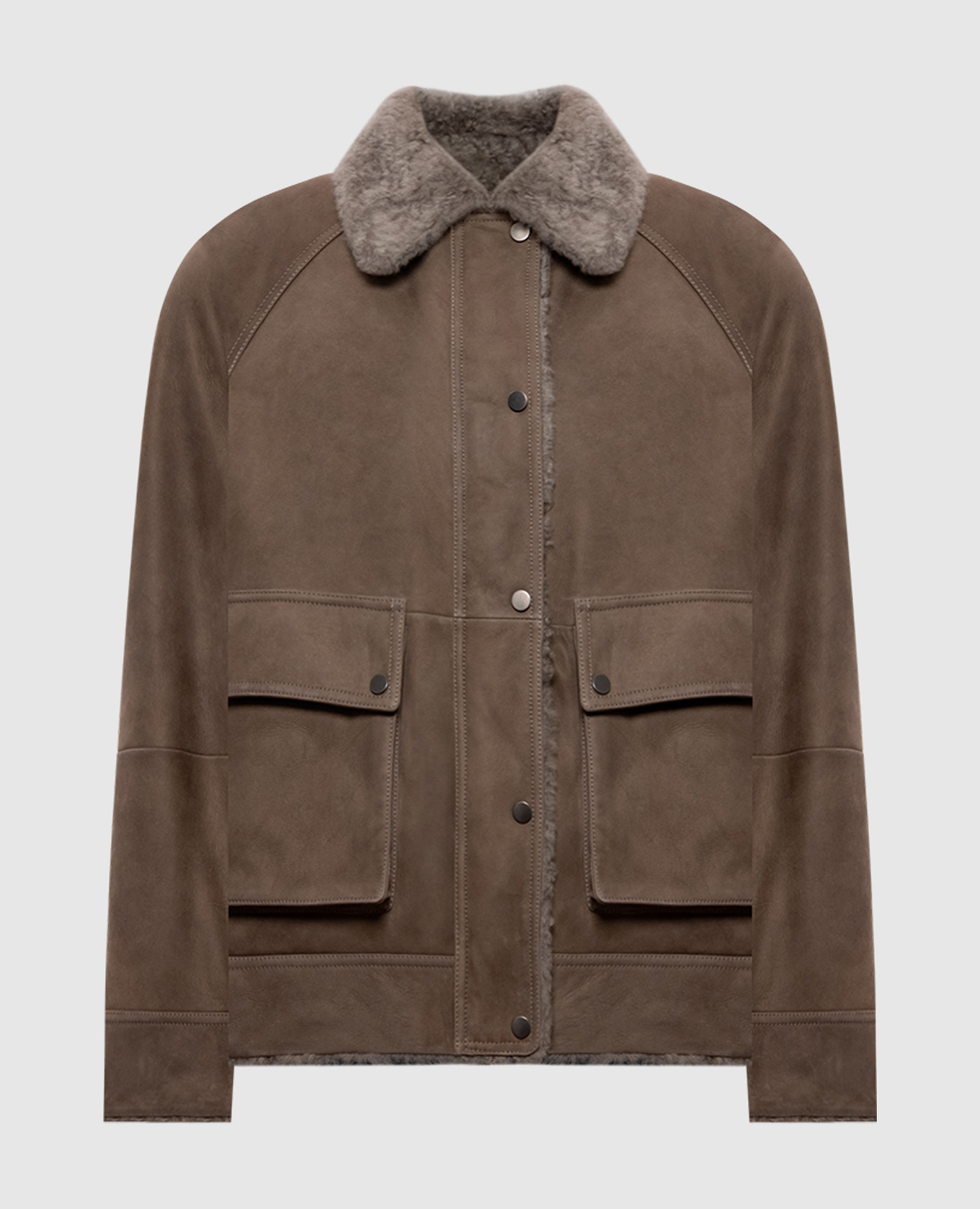 

Коричневая дубленка с цепочкой мониль, Коричневый, Дубленки