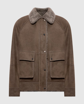 Brunello Cucinelli Коричневая дубленка с цепочкой мониль MPMBP7911