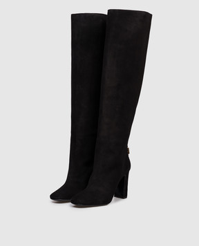 Dolce&Gabbana Чорні замшеві чоботи з логотипом CU1218A1275