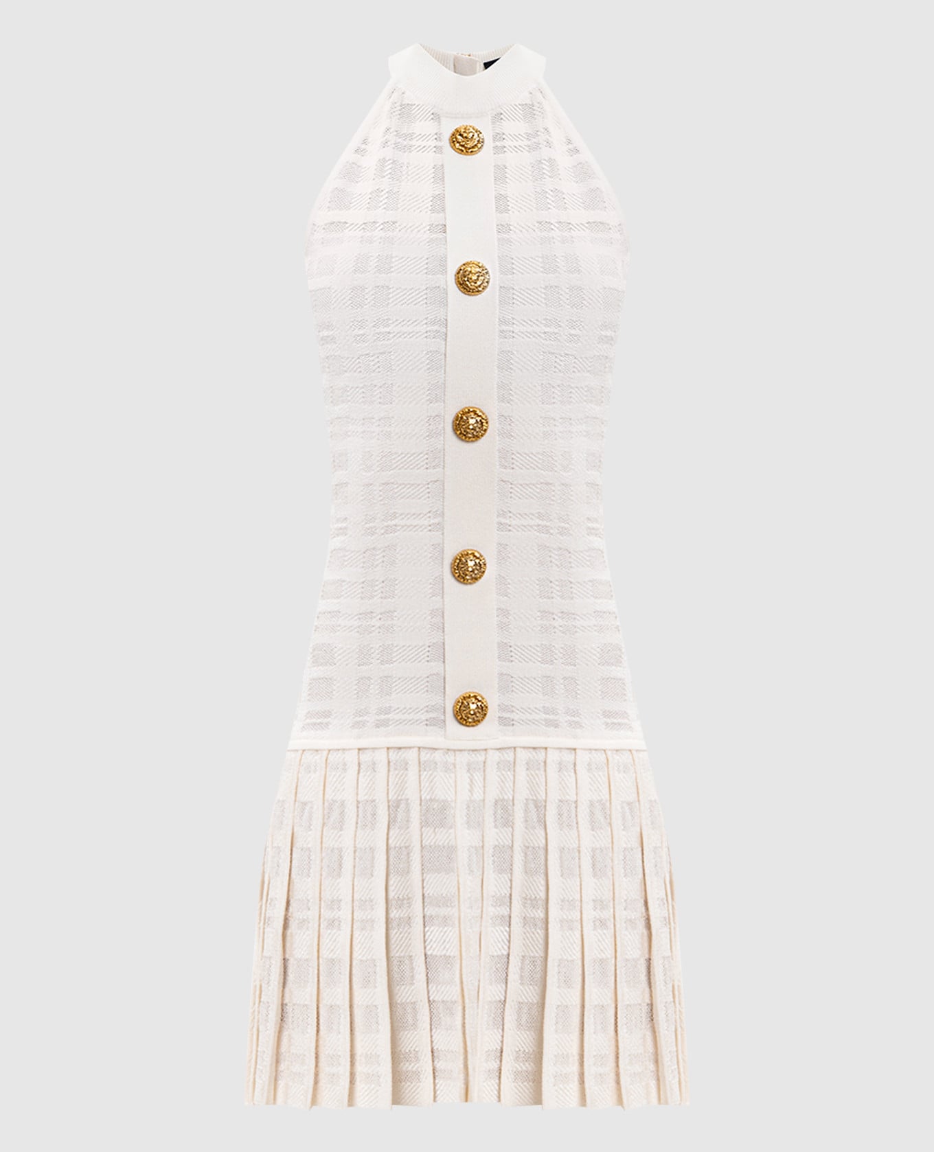 Белое платье мини с плёсированием