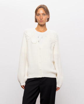 Twinset Кардиган цвета айвори с аппликациями 262TT3192