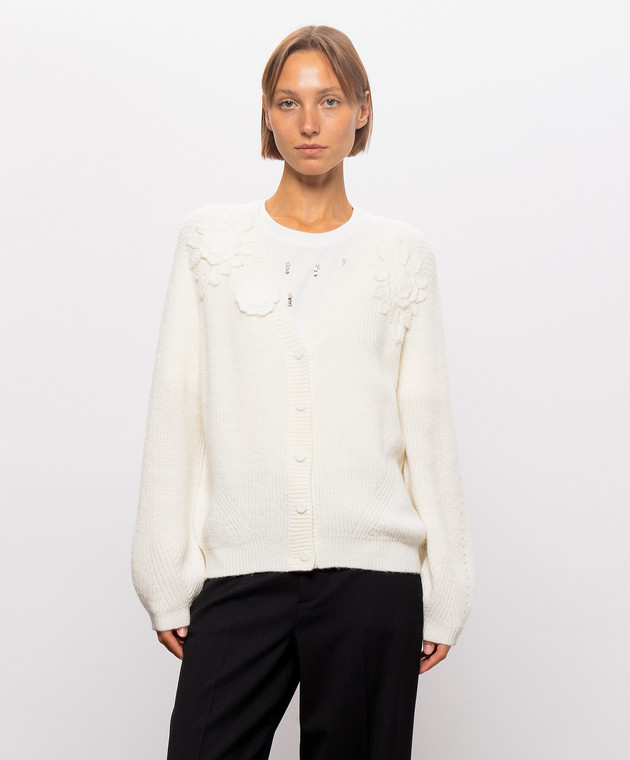 Twinset Кардиган цвета айвори с аппликациями 262TT3192 изображение 3