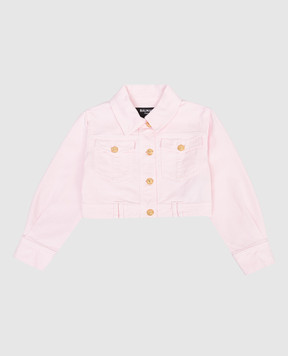 Balmain Дитяча рожева джинсова куртка з вишивкою логотипа BY2A07Z37021213