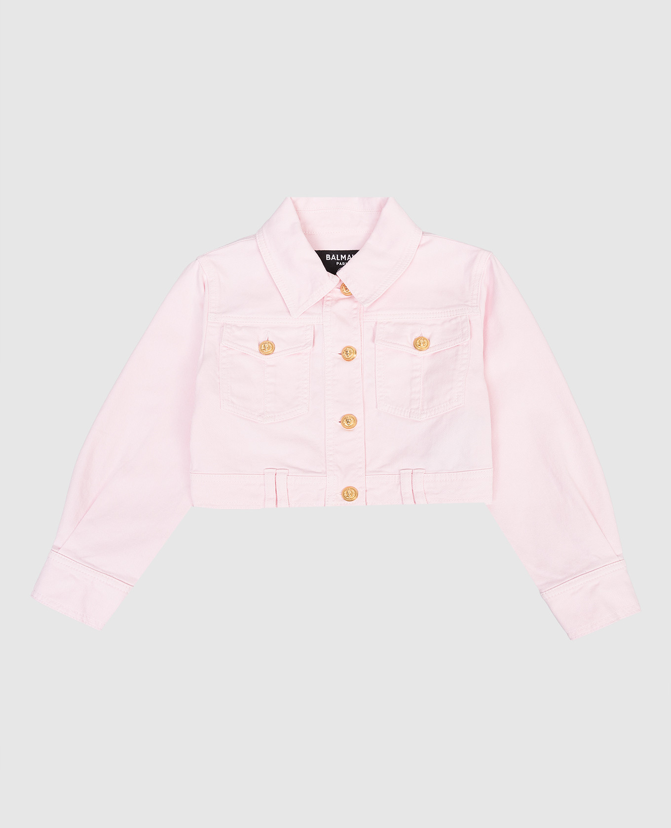 

Детская розовая джинсовая куртка с вышивкой логотипа, Розовый, Куртки