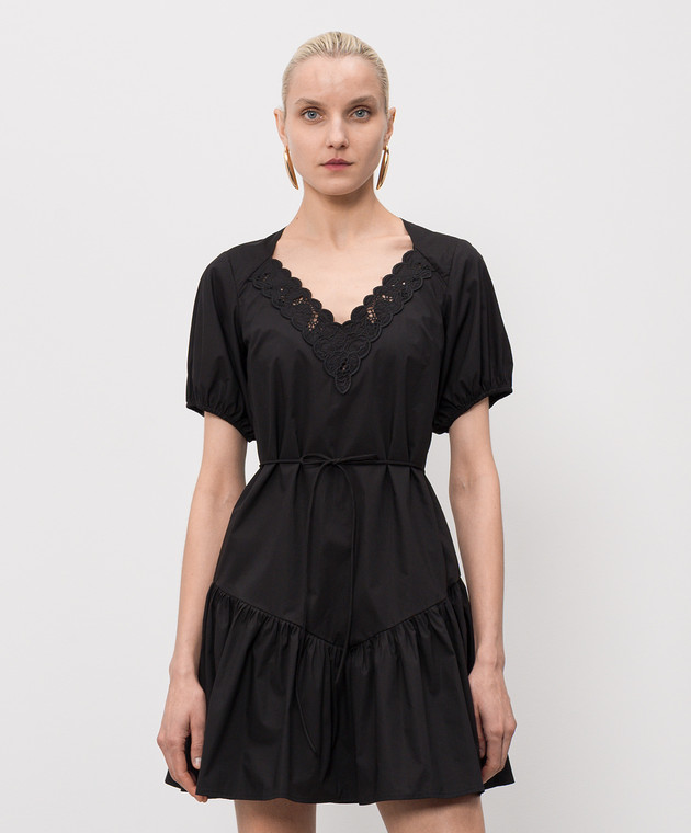 Twinset Чорна сукня міні з вишивкою б 261TT2033 зображення 3