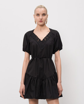 Twinset Чорна сукня міні з вишивкою бродері 261TT2033