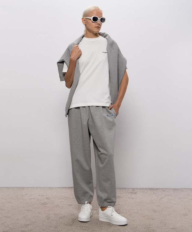 Vetements Футболка кольору айворі з контрастним принтом MH27TR220Ww зображення 2