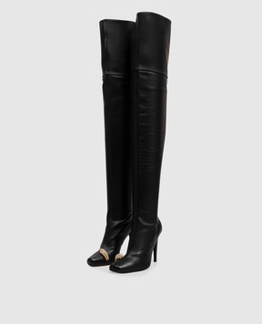 Giuseppe Zanotti Чорні шкіряні ботфорти ENIGME I680011