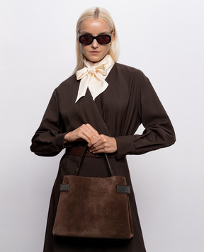 Brunello Cucinelli Коричневая замшевая сумка с цепочкой мониль MBDLD2503P