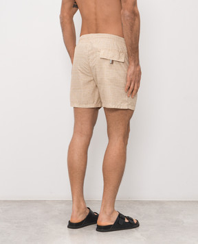 Canali Бежевые шорты для плавания в брендовый принт UA0010293024