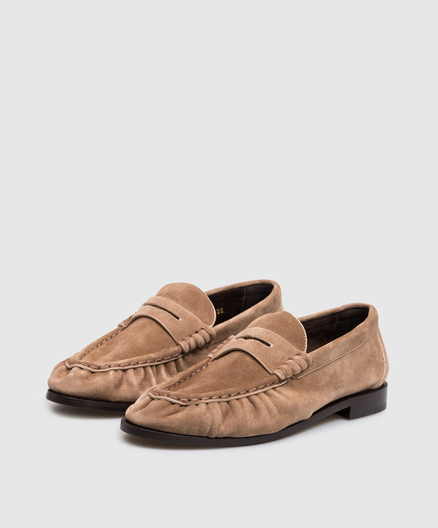 Saint Laurent Коричневые замшевые глянцевые LE LOAFER A001MM27DTT изображение 2