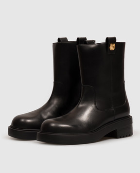 Giuseppe Zanotti Черные кожаные ботинки с брендовыми нашивками I670006