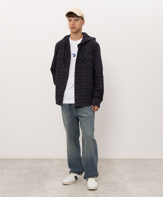 Off-White Синя сорочка в клітинку з капюшоном 44MGE056F26F001 зображення 2