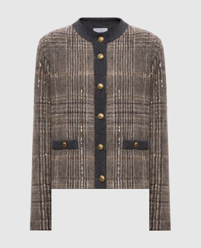 Brunello Cucinelli Коричневый кардиган с мохером, шерстью и кашемиром MBP234906