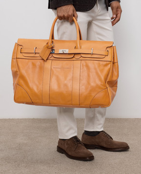 Brunello Cucinelli Коричнева шкіряна дорожня сумка Country MBTGBU071