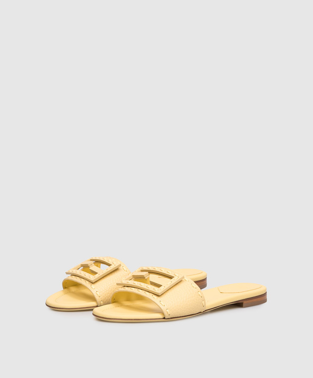 Fendi Жовті шкіряні шльопанці Baguette 8R8136AQY2 зображення 2