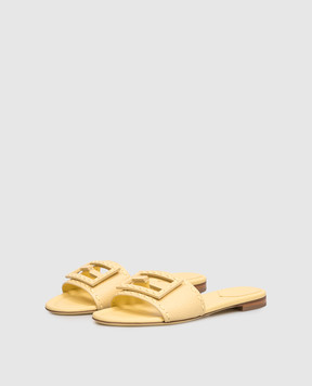 Fendi Жовті шкіряні шльопанці Baguette 8R8136AQY2