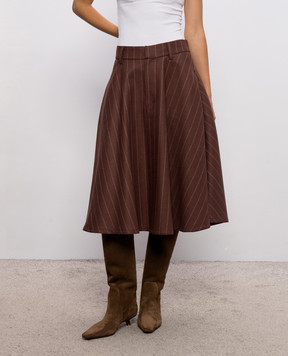 Brunello Cucinelli Коричневая юбка из шерсти MP554G4084