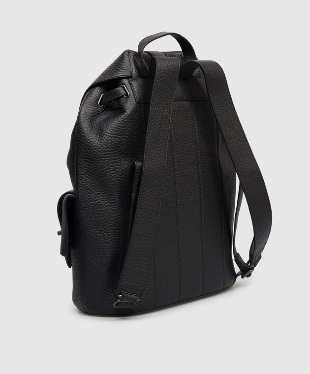 Orciani Чорний шкіряний рюкзак Jones з фактурним логотипом P00750SOF зображення 3