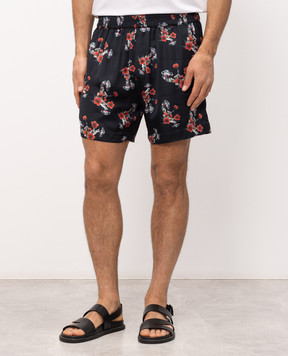 Rhude Черные шорты с принтом RHSS26SH01358