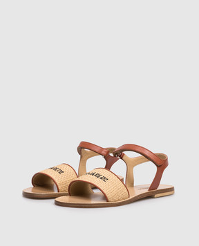 DSQUARED2 Дитячі коричневі комбіновані босоніжки з рафією 827082835