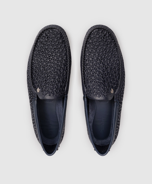 Stefano Ricci Сині перфоровані мокасини з емблемою UR64G2424TPSDPW зображення 4