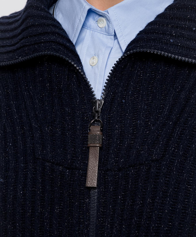 Brunello Cucinelli Синий кардиган с кашемиром и шелком MBM753506P изображение 5