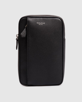 Serapian Черная кожаная сумка-слинг с принтом логотипа SRCMOMML738715A001