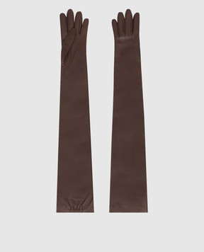 Brunello Cucinelli Коричневые кожаные удлиненные перчатки MPNGP9007P