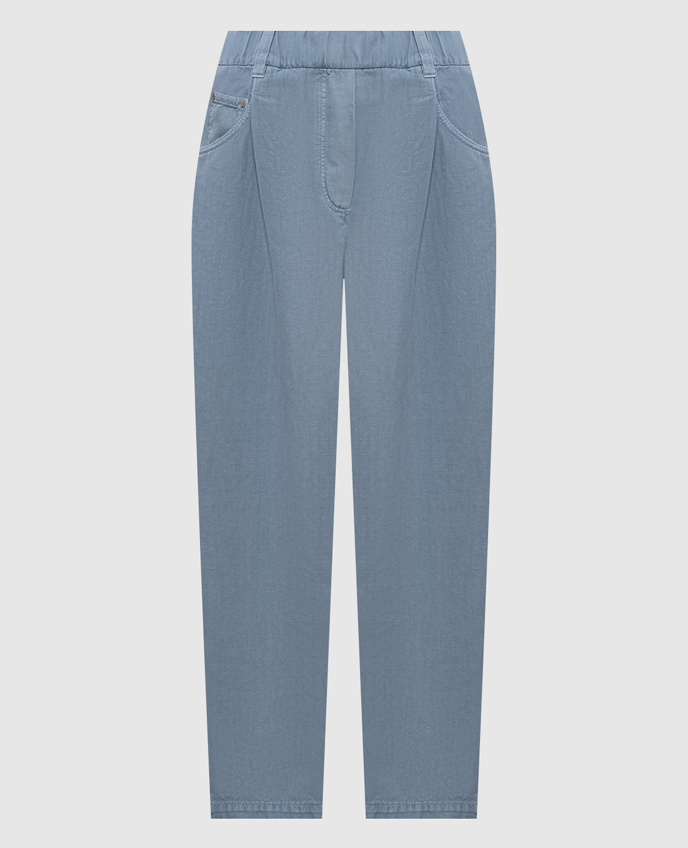 Голубые джинсы с льном с патчем логотипа