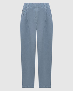 Brunello Cucinelli Блакитні джинси з льоном з патчем логотипа ML996P5566