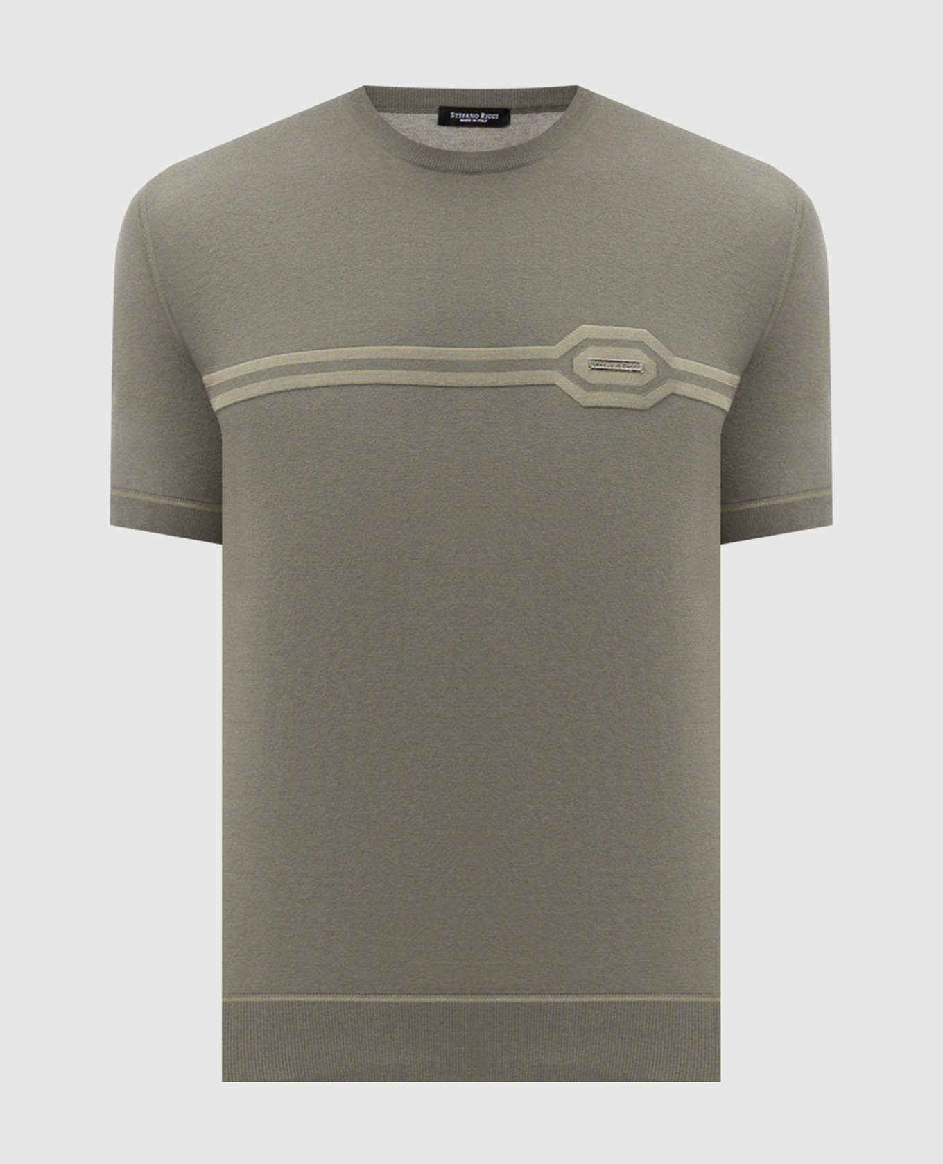 Футболка цвета хаки с шелком