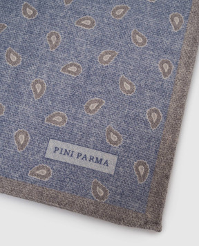 Pini Parma Голубой двухсторонний платок-паше из шерсти и кашемира 60567303