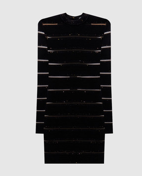 Balmain Черное платье мини с пайетками GF0R8955KJ84