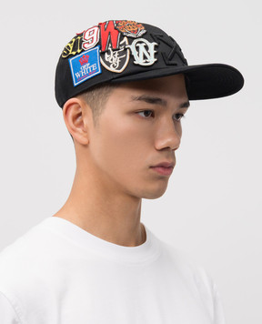 Off-White Чорна кепка з логотипом OMLA04AF25FAB00B
