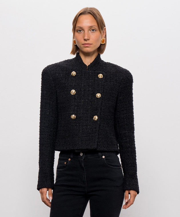 Balmain Черный двубортный твидовый жакет JA0000000061 изображение 3