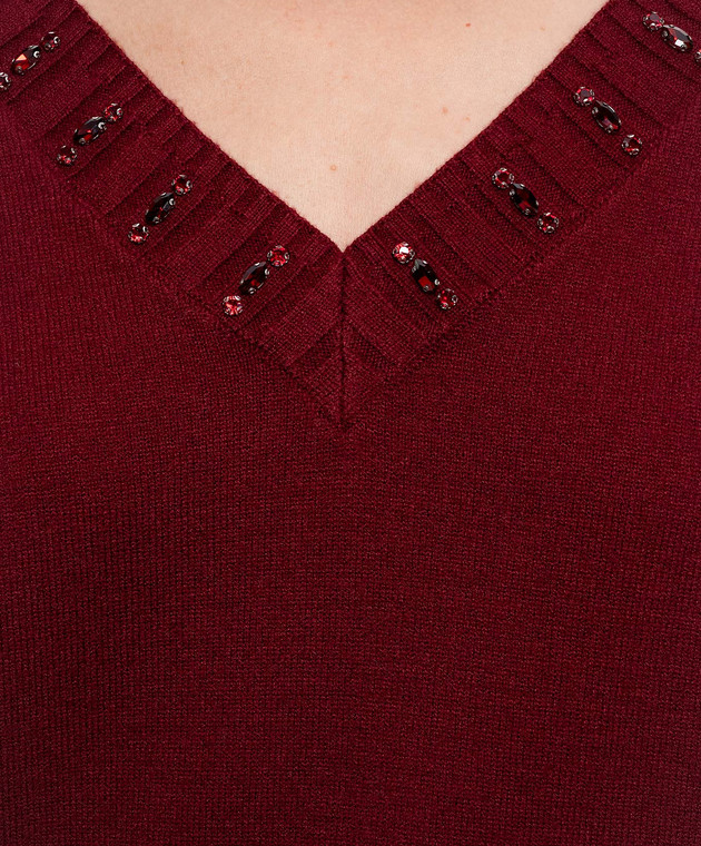 Twinset Бордовый пуловер с кристаллами 262AP3261 изображение 5
