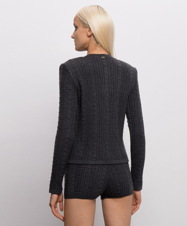 Twinset Темно-серый кардиган с фактурным узором 262TP3101 изображение 4