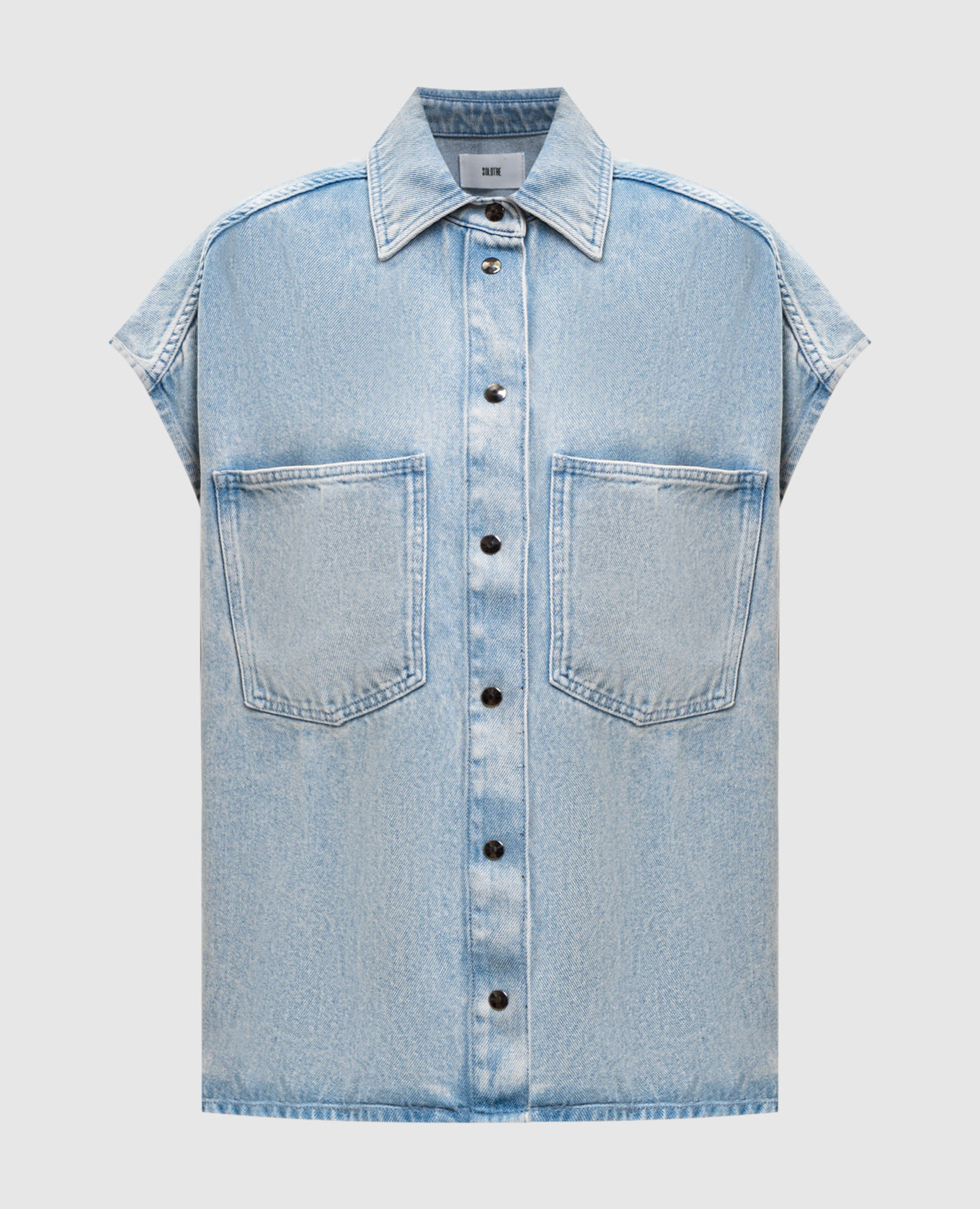 

Голубой джинсовый жилет с эффектом потертости, Верхняя одежда