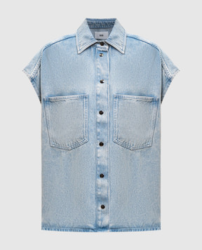 Solotre Голубой джинсовый жилет с эффектом потертости M1AB0167